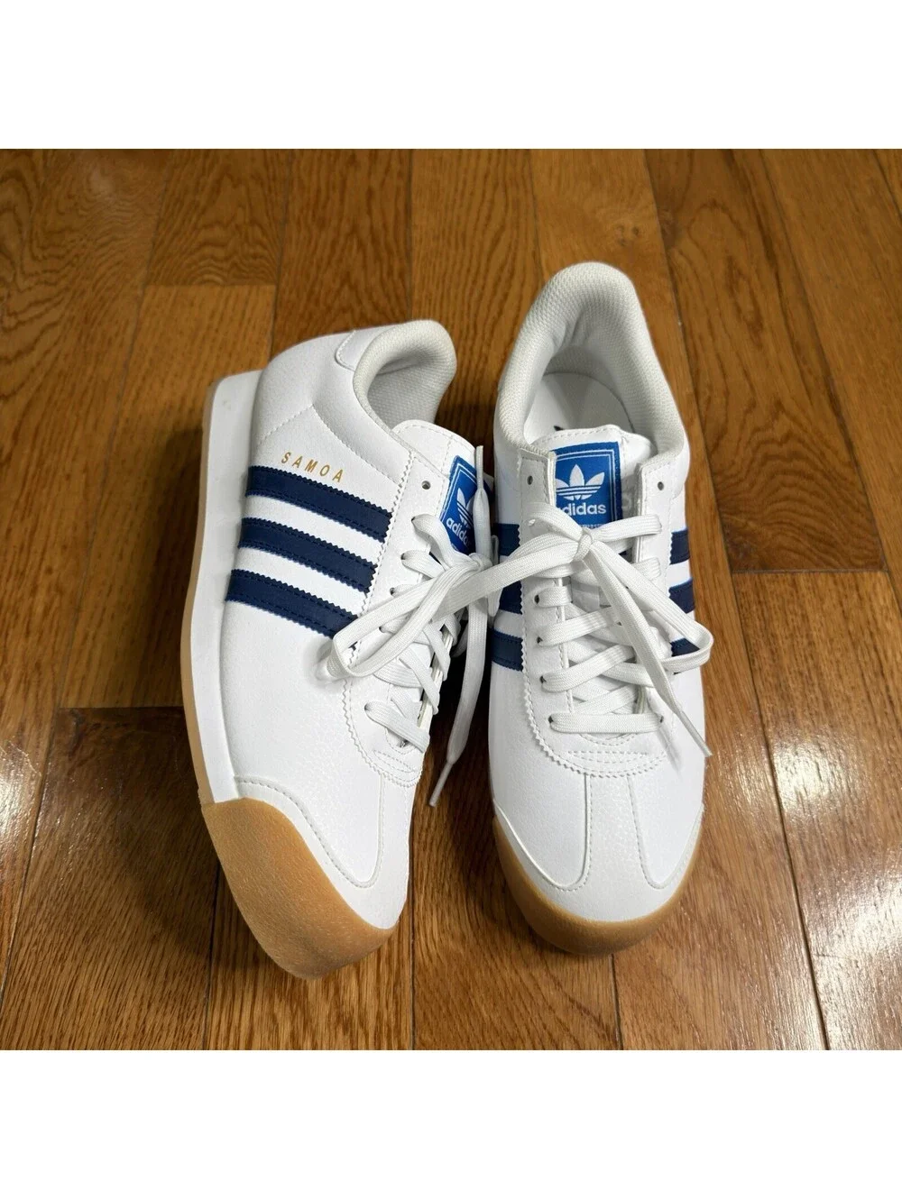 Men’s Size 9 Adidas Samoa White Blue Gum Sneakers EG6088 Originals Shoes